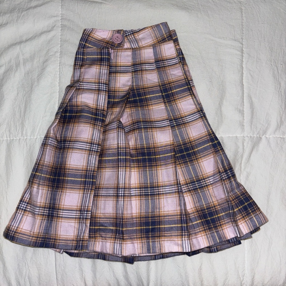 Forever 21 Pink and Blue Plaid Pleated Skirt - No Shorts Underneath